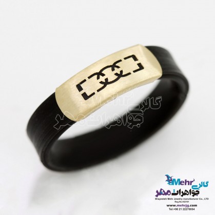 Gold and leather ring-MR0230